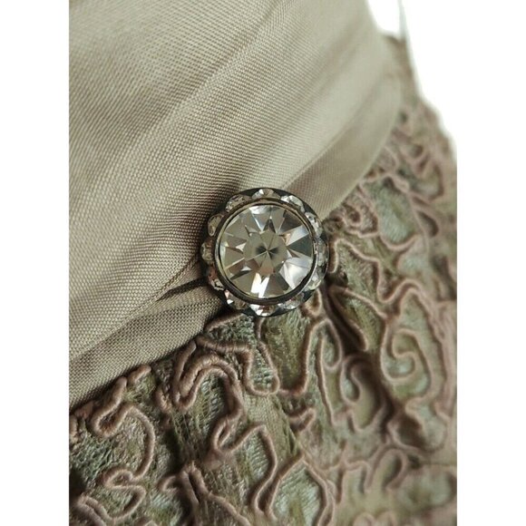 Vintage Catherine Regehr Silk Taffeta & Lace Gown S Green Dress Bow VTG - Picture 6 of 16